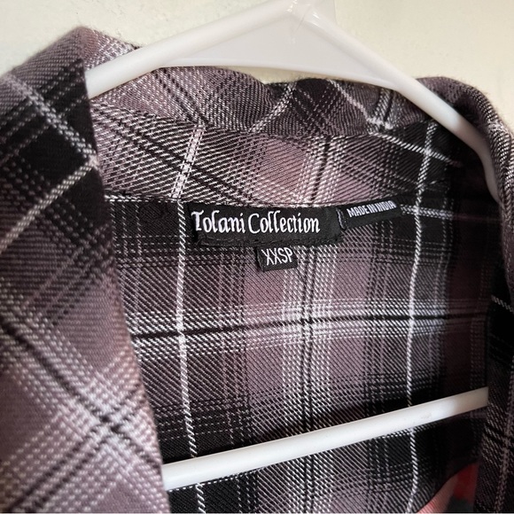 Tolani Collection Petite Plaid Button Down Shirt Oversized (NN - Picture 5 of 6